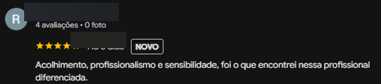 Print de avaliação real no Google, nome do avaliador oculto
