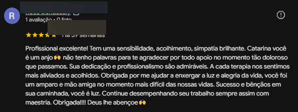 Print de avaliação real no Google, nome do avaliador oculto